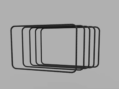 Black Metal Rectangular Frames Stacked in Multiple Layers for Decorative Use 3d model