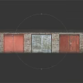 Cartoon Scene Square Building With Gray Textured Roof Red Brick Base And Colorful Panels