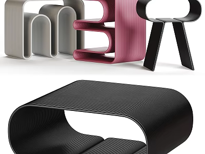 Modern Side Table With Geometric Design Black Pink Gray Stylish Structure For Living Room 3d model