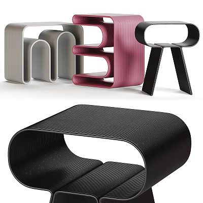 Modern Side Table With Geometric Design Black Pink Gray Stylish Structure For Living Room 3d model