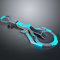 Advanced Aerospace Mechanical Device With Metallic Ring Structure And Blue Glowing Accents