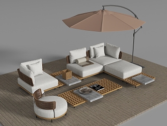 Modern outdoor sofa card stand parasol 3d model