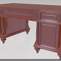 Elegant Traditional Mahogany Wooden Desk With Carved Columns Ornate Legs And Drawers