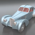 Light Blue Classic Vintage Car With Streamlined Design Red Interior And Chrome Grille