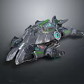 Sleek Futuristic Fighter Jet With Metallic Exterior And Green Glowing Details