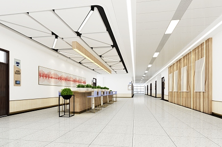 Modern aisle teaching building corridor 3d model