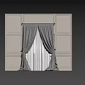 Elegant Gray Curtains With White Sheer Panels And Gold Tiebacks On Decorative Wall Panels