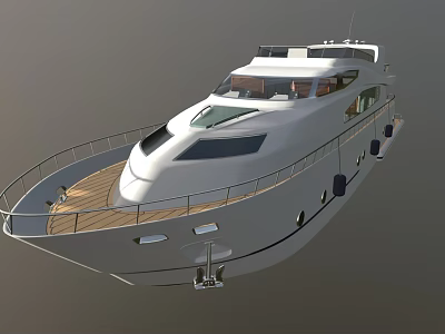 Sleek White Naval Warship Featuring Wooden Deck Metal Railings And Modern Design 3d model