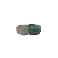 Modern Hexagonal Velvet Ottomans With Teal And Beige Tones And Striped Blanket