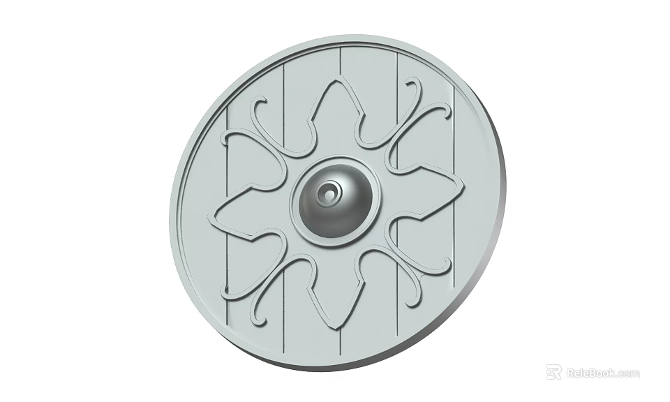 Ancient Round Shield With Ornate Metal Central Design And Decorative Patterns 3d model