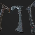 Handcrafted Battle Axes With Unique Metal Blades Black Handles And Red Accents