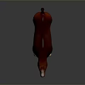 Realistic Red Horse 3D Model With White Hooves Standing On Dark Background