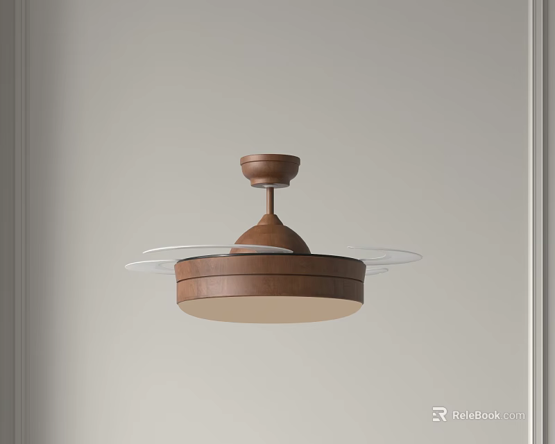 Modern Wooden Pendant Light With Glass Shade And Minimalist Design 3d model 