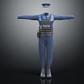 Blue Police Uniform With POLITIA Label Cap Utility Belt And Boots