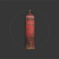 Red Rusted Cylindrical Metal Container With Vintage Valve Top And Base