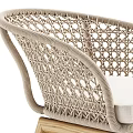 Modern Rattan Leisure Chairs With White Cushions And Wooden Legs Design