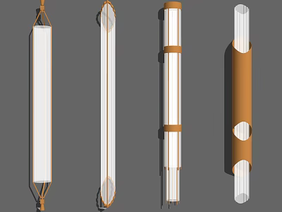 Modern Cylindrical Wall Lamps With Hanging Rope And Decorative Bands Design 3d model