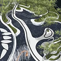 Modern Garden Wall Design With Curved Pathways Greenery And Stone Surfaces