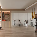Spacious Home Gym With Treadmill Fitness Balls And Exercise Bikes
