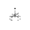Industrial Style Black Metal Chandelier with Cross Pipes Frame and Multiple Glass Bulbs