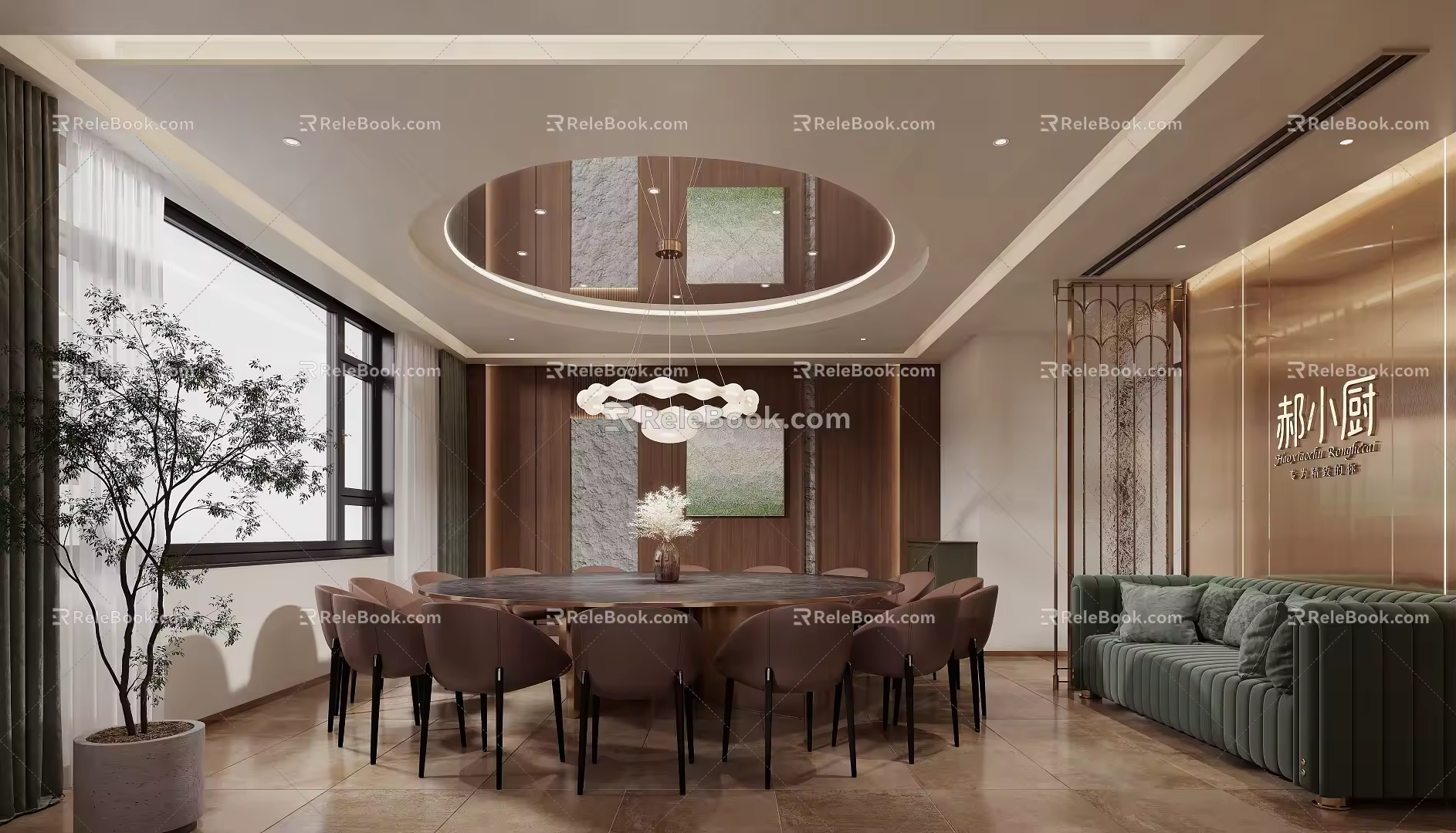 Modern private dining box 3d model