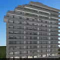 Modern Residential Buildings With High Rise Low Rise Structures Green Trees And Blue Sky