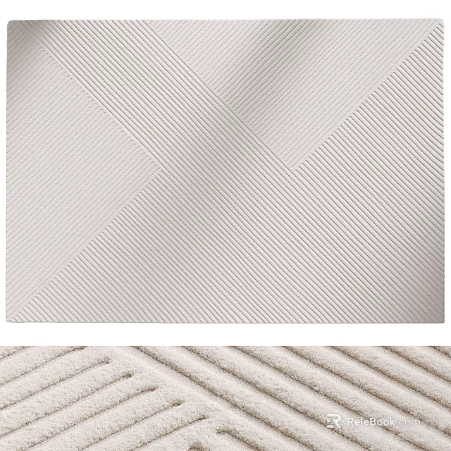 Modern Stylish Area Rug with Diagonal Striped Pattern and Soft Plush Texture 3d model 