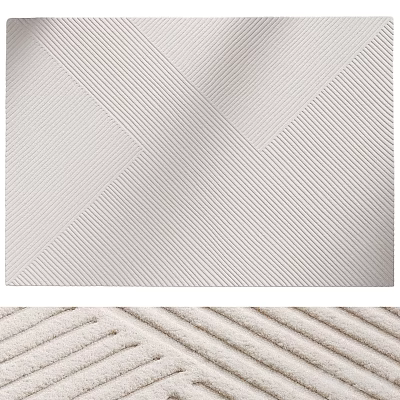 Modern Stylish Area Rug with Diagonal Striped Pattern and Soft Plush Texture 3d model