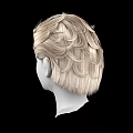 Game And Movie Character Head Model With Blonde Short Slicked Up Hairstyle Against Black Background