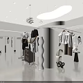 Modern Elegant Clothing Store Interior With Mannequins Clothing Displays And Decorative Lighting