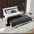 Modern Double Bed With Upholstered Headboard Plush Pillows And Scenic Window View