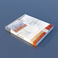 Architecture Book With Architectural Design Drawings And Orange White Cover Patterns 3d model