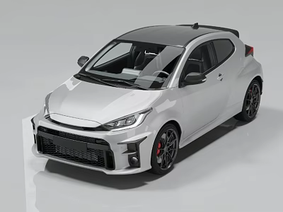Silver Sleek Sporty Hatchback Car Featuring Black Roof Black Wheels And Modern Front Design 3d model