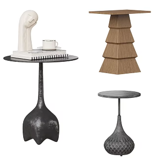 Middle ancient style side a few combination small round a few ornaments books small round table modern 3d model