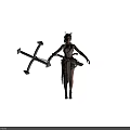 Female Warrior with Mythical Creature Companion Wearing Horned Headdress and Crossbow Weapon
