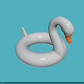 White Swan Shaped Inflatable Pool Ring with Yellow Beak on Blue Background