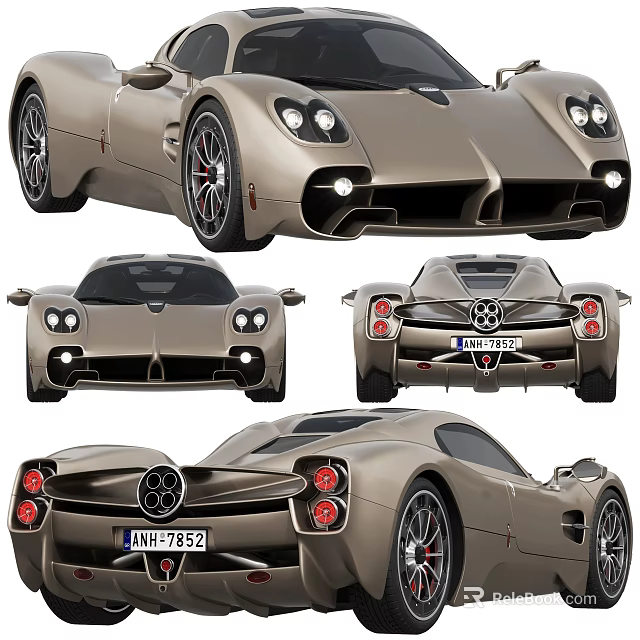 Luxury Sports Car Exterior Displayed From Multiple Angles 3d model 