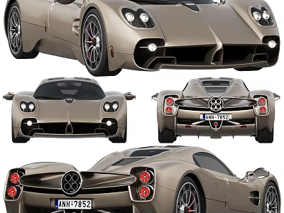 Luxury Sports Car Exterior Displayed From Multiple Angles 3d model