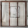 Elegant Wooden Frame Sliding Door With Clear Glass Panels For Modern Interior