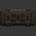 Brown Storage Chest With Metal Clasps And Blue Glowing Lines In Futuristic Style