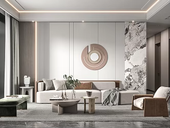 Modern living room sofa coffee table combination 3d model