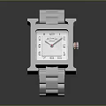 Luxury Hermes Watch With Square Dial And Silver Metal Bracelet