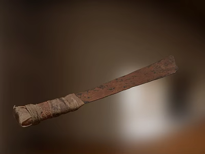 Rusty Hardware Tool Knife Featuring Cloth Wrapped Handle And Metal Blade 3d model