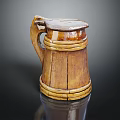 Electric Beer Mug With Wooden Finish Yellow Stripes And Reflective Black Surface