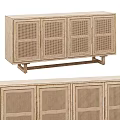 Stylish Wooden Entryway Side Cabinet With Rattan Doors And Elevated Legs Minimalist Design