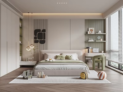 Modern Kids Room Interior With Bed Stuffed Toys Toy Car And Playful Decor 3d model