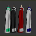 Various Colored Long Sleeve Shirts With Contrast Cuffs And Collars On Hangers
