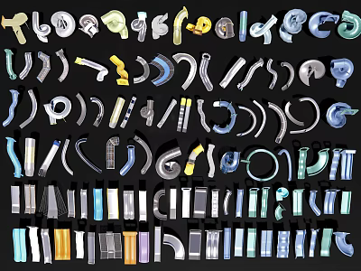 Diverse Playground Equipment Components With Colorful Designs And Various Shapes For Kids Play Areas 3d model