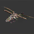 Sci Fi Mechanical Dragon With Red White Black Color Scheme And Spread Wings 3d model