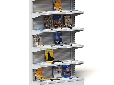 White Display Shelves With Neatly Arranged Books For Retail Store Showcase 3d model